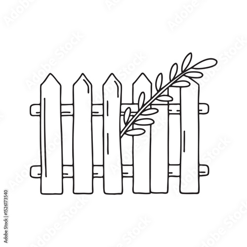 A twig stuck inside a fence opening