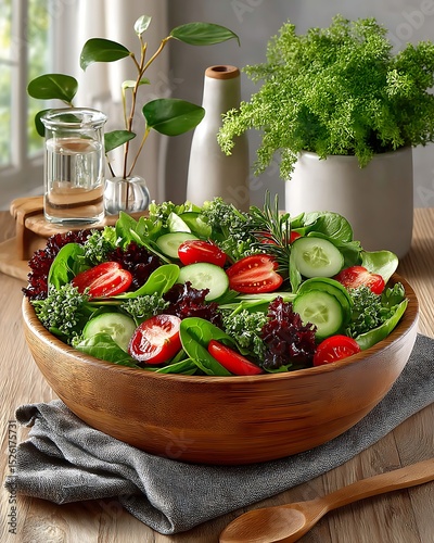 Broccoli cabbage carrot salad in bowl high resolution image