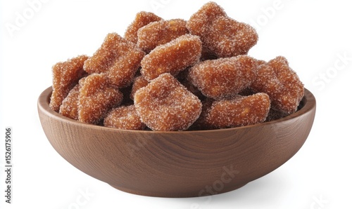 Sweet Tamarind Candy in Wooden Bowl, Isolated