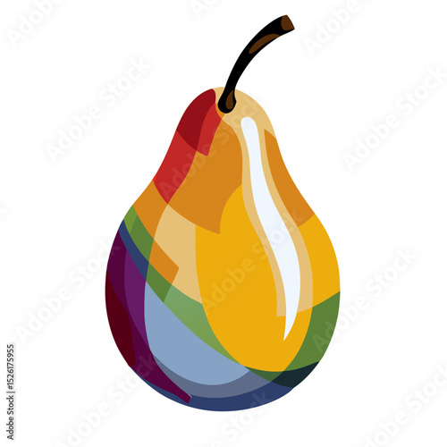 Pear with colorful design, vector illustration on transparent background
