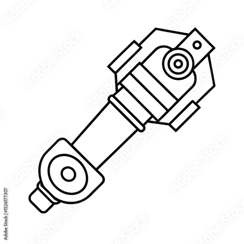 Vector illustration of an automotive universal joint or driveshaft component in black line art