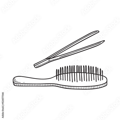Tweezers lying across a comb