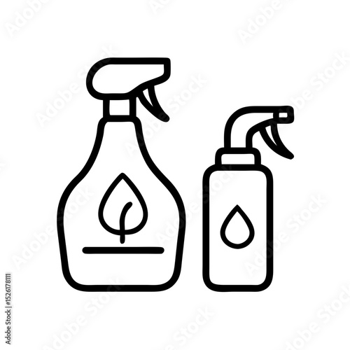 Cleaning spray bottles with eco-friendly labels in minimalist design  