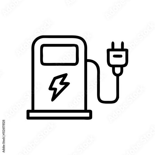 Electric charging station with plug and lightning symbol  