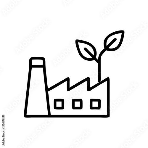 Eco-friendly factory with growing plant illustrating sustainability  