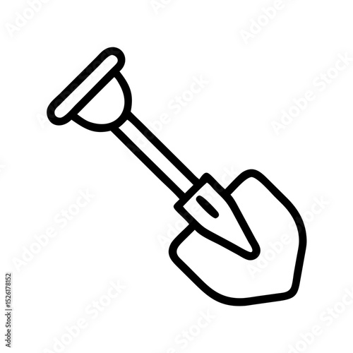 Gardening shovel icon with handle in minimalist line style  