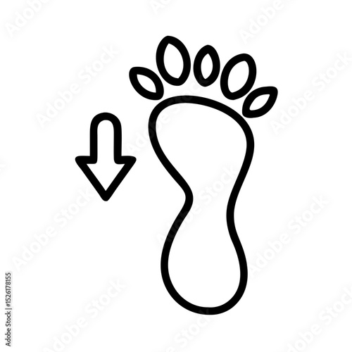 Simplified illustration of a footprint with an arrow downwards  