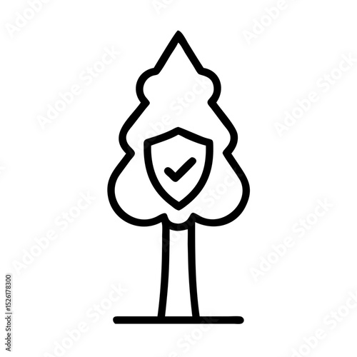 Tree icon with shield symbolizing protection and sustainability  