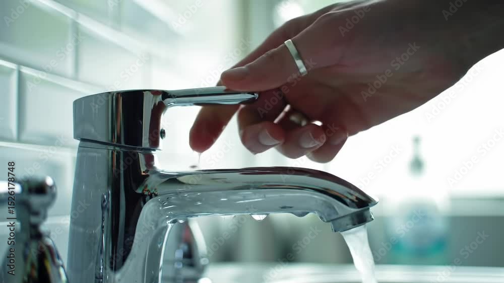 Hand turning chrome faucet water flow