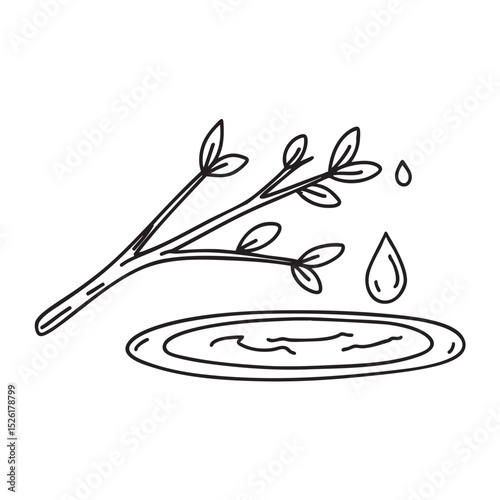 Twigs beside a small water puddle