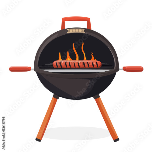 2D flat Barbecue Grill vector illustration, isolated on a white background.