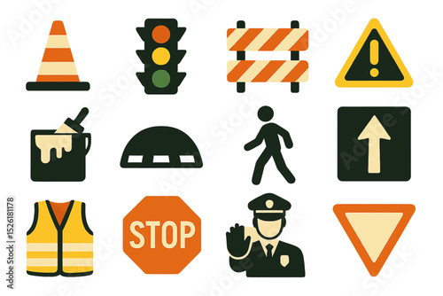 Traffic and construction signs: icons of safety and navigation