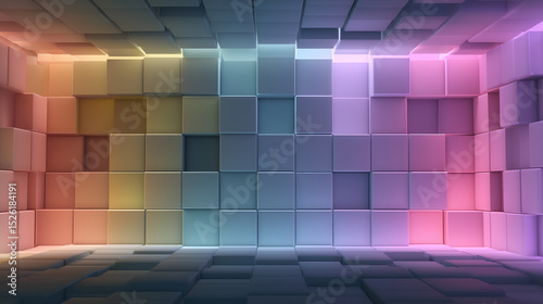 Colorful Cubes Abstract Room Background