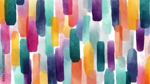 Vibrant Watercolor Brush Stroke Pattern with Vertical Oval Shapes Design