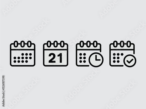 Calendar Icon Set Collection with Time and Date Reminder Vector Graphic