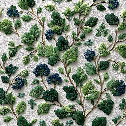 Classy leaf and vine pattern wallpaper