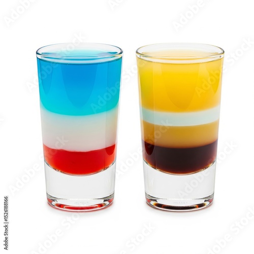 Wallpaper Mural Two shot glasses with layered cocktails isolated on white Torontodigital.ca