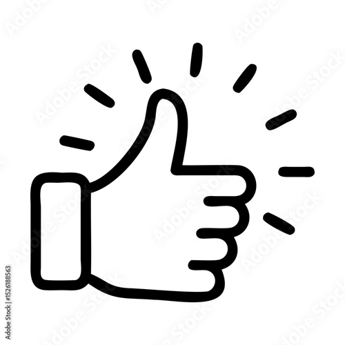 Thumbs up hand gesture glowing outline vector isolated on transparent background