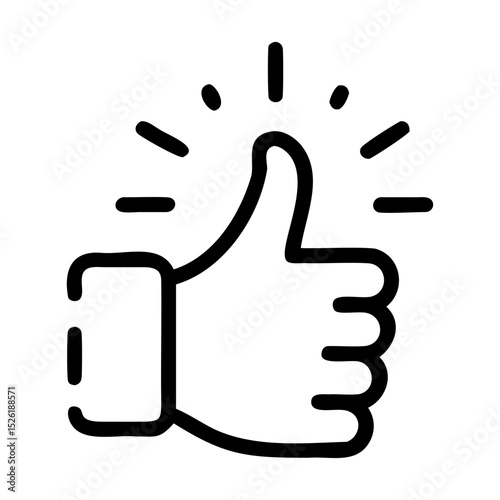 Modern glowing thumbs up icon vector illustration on clear background