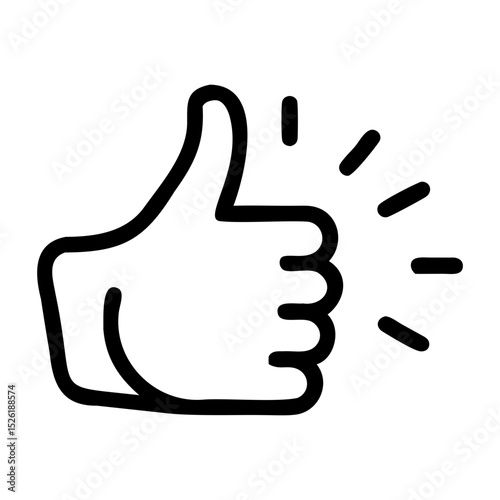 Modern glowing thumbs up icon vector illustration on clear background