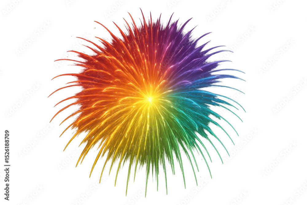 Fototapeta premium Colorful firework exploding with transparent background, perfect for celebrations and festive events