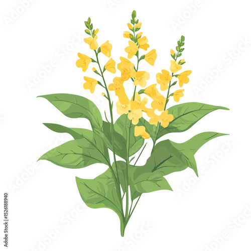 A Yellow Archangel Bouquet vector 2D flat illustration, isolated on a white background.