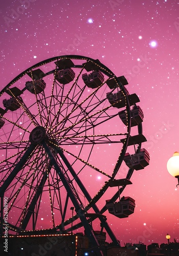 Dreamy carnival ride under starlit sky