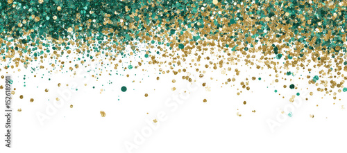Green and Gold Glitter Confetti Background PNG