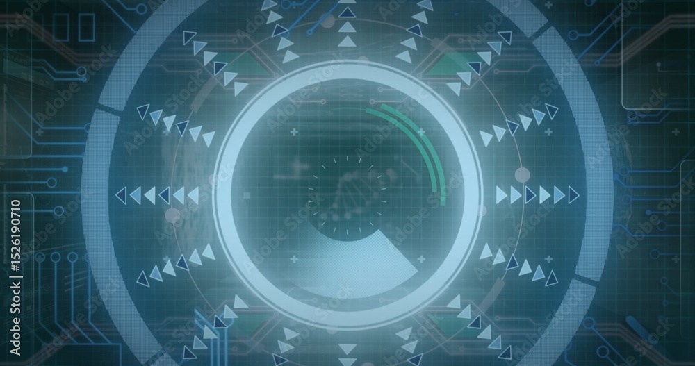 Obraz premium Image of scope scanning over data processing on black background