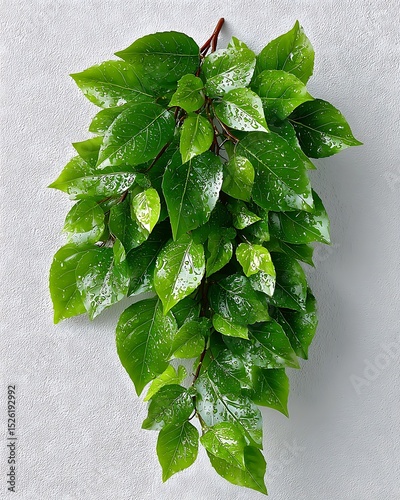 Clean white backdrop with leafy vine decor high resolution image