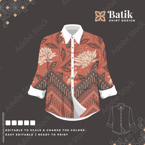 beautiful batik shirt template design 100
