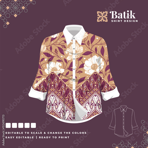beautiful batik shirt template design 94
