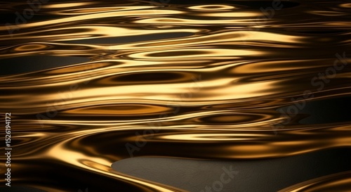A golden liquid flowing with reflections and ripples, creating a mesmerizing pattern on a dark background.