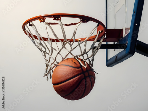 basketball hoop and ball in the park on white background	