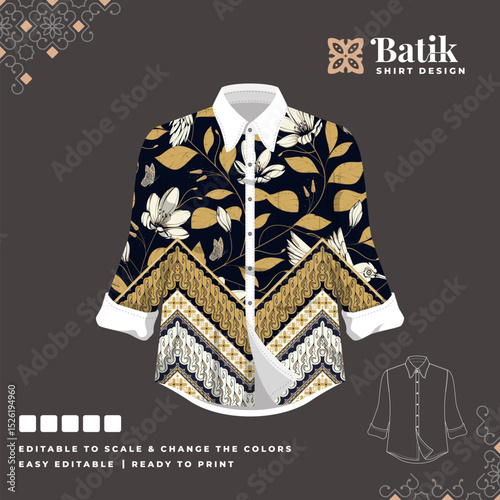 beautiful batik shirt template design 87