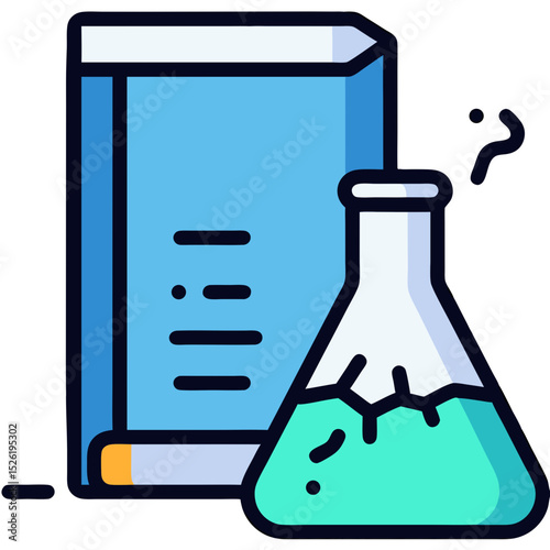 Science Textbook Icon – Chemistry Flask and Study Symbol in Blue and Teal Colors