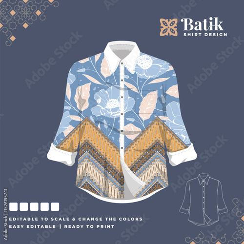 beautiful batik shirt template design 79