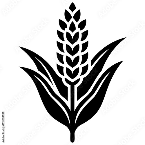 Flat sorghum outline silhouette vector icon designed with transparent background for eco design and crop visuals