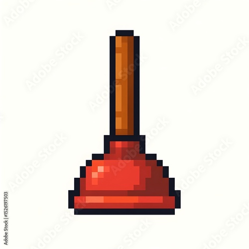 A retro-style pixel art of a plunger