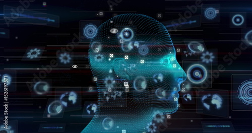 Wallpaper Mural Image of data processing over digital human Torontodigital.ca