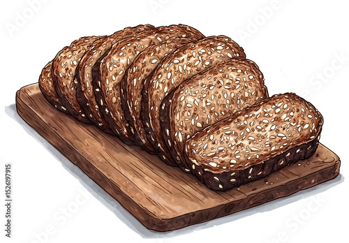 Neatly sliced brown bread arranged on a wooden board, highlighting healthy grains and wholesome flavor