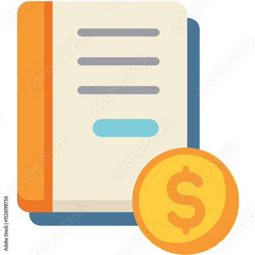 Financial Education Icon – Book and Dollar Coin Symbol for Money Learning