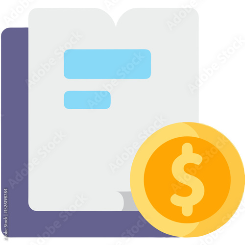 Financial Education Icon – Book and Dollar Coin Symbol for Money Learning