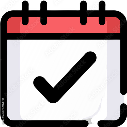 Calendar with Check Mark Inside Icon – Schedule, Planning, and Task Completed Symbol