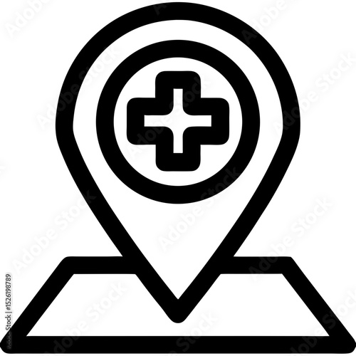 Health Marker Map Pin Icon – Clinic, Hospital, and Emergency Location Symbol