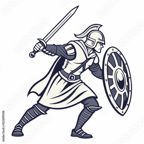 "Warrior Character Isolated – Ancient Fighter Vector"

