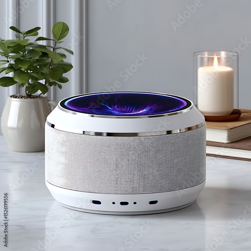 Compact smart audio speaker with light high resolution image