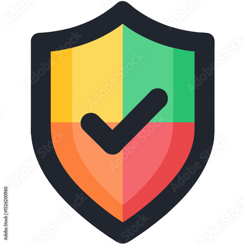 Secure Shield Icon with Check Mark Inside – Safety and Protection Symbol