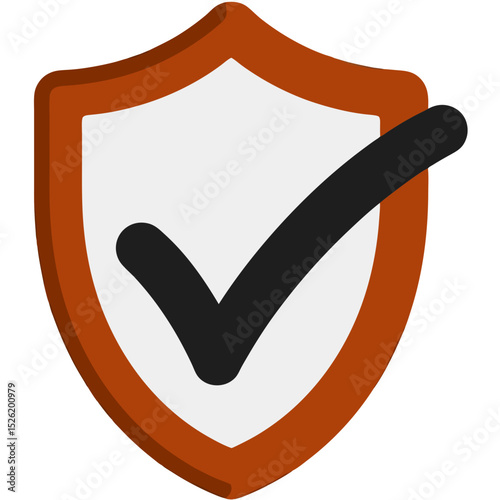 Secure Shield Icon with Check Mark Inside – Safety and Protection Symbol