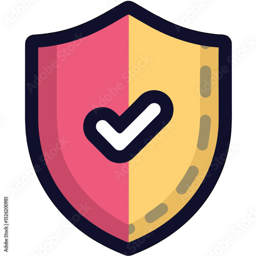 Secure Shield Icon with Check Mark Inside – Safety and Protection Symbol